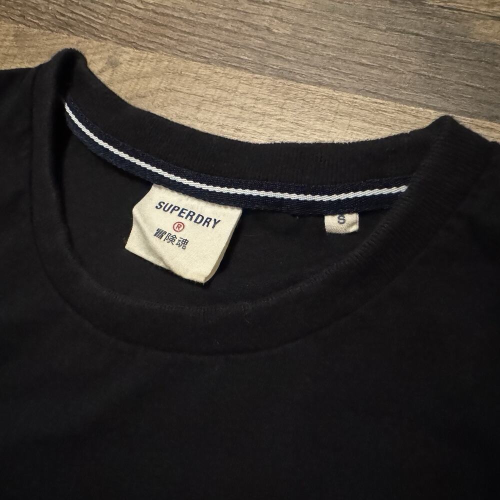 SUPERDRY Chenille Patch And Embroidery Black Short Sleeved Tee Sz Small - Picture 4 of 9